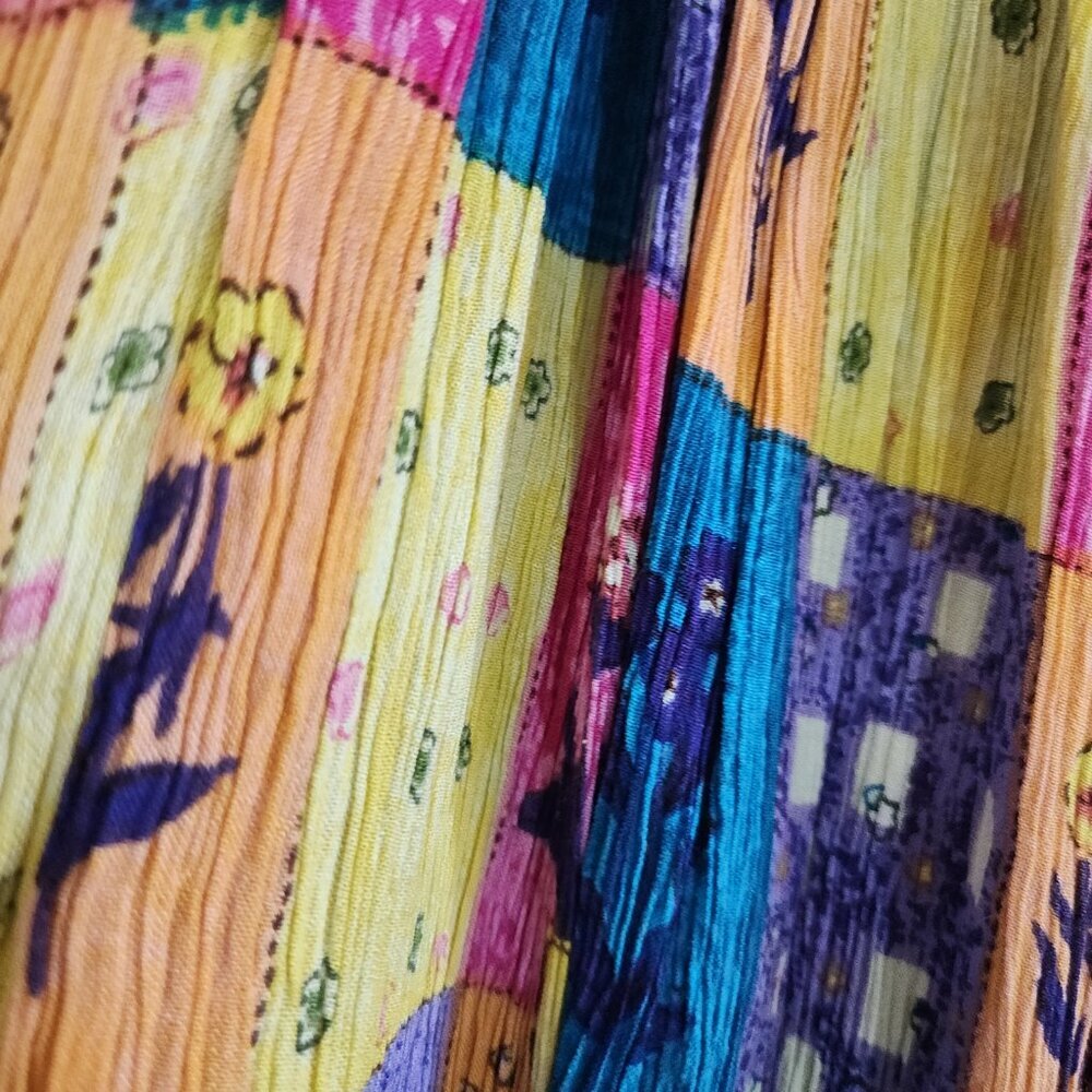 Vintage Patchwork Boho Bright Colorful Flowy Skirt Women's Size Small - Picture 7 of 12